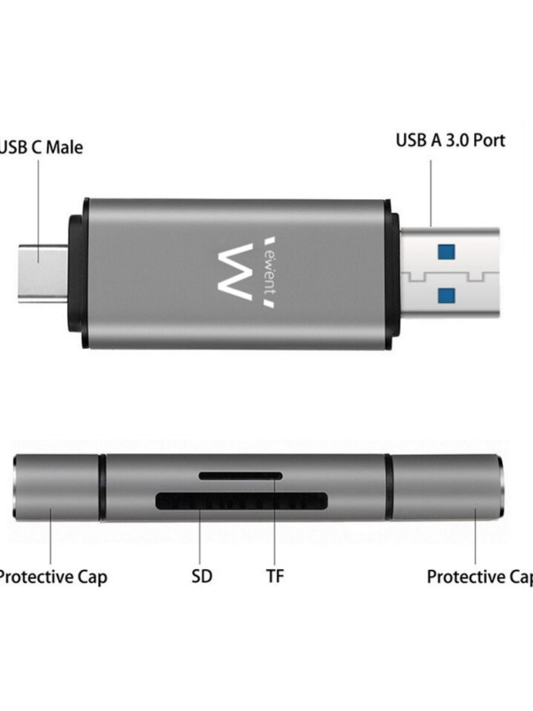EWENT EW1075 USB3.1 Gen 1 Compact card reader All 2