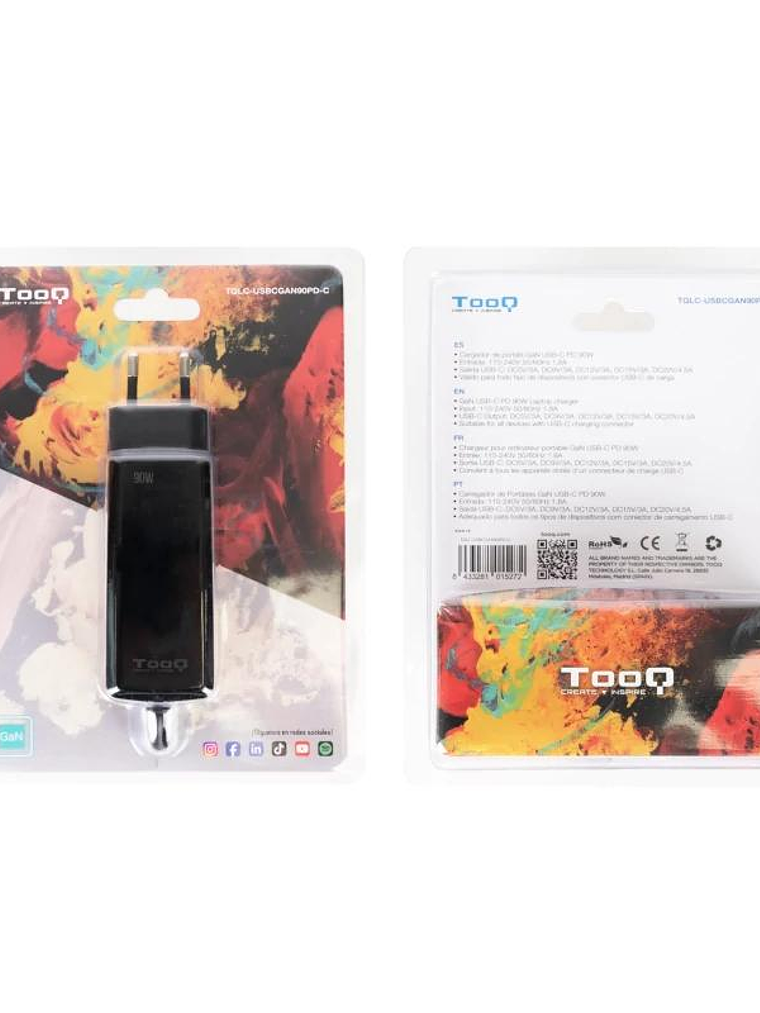 Tooq Cargador portátil GAN USB-C PD 90W Cúbico 4
