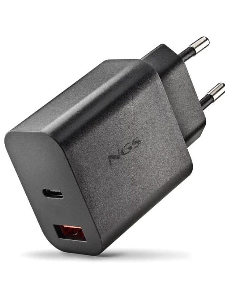 NGS CARGADOR GAN ULTRARAPIDO 20W USB-C+ USB-A 1