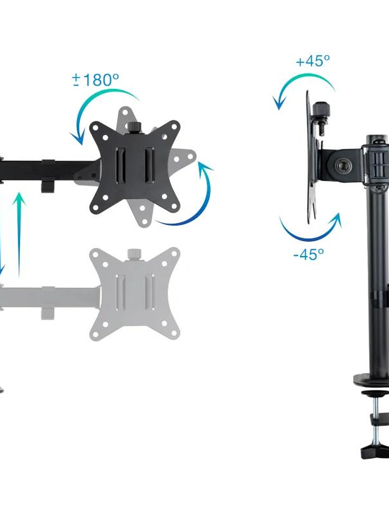Tooq Soporte mesa DB1802TN-B 2 brazos 17-27