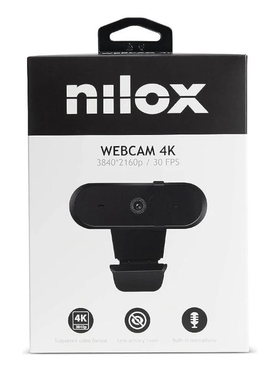 Nilox Webcam 4k, Enfoque Auto Negro 3
