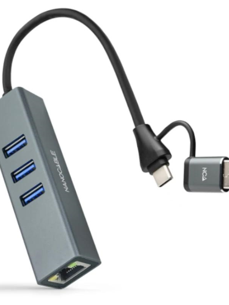 Nanocable Conversor USB-C+USB-A/M RJ45+ 3xUSB-A 1