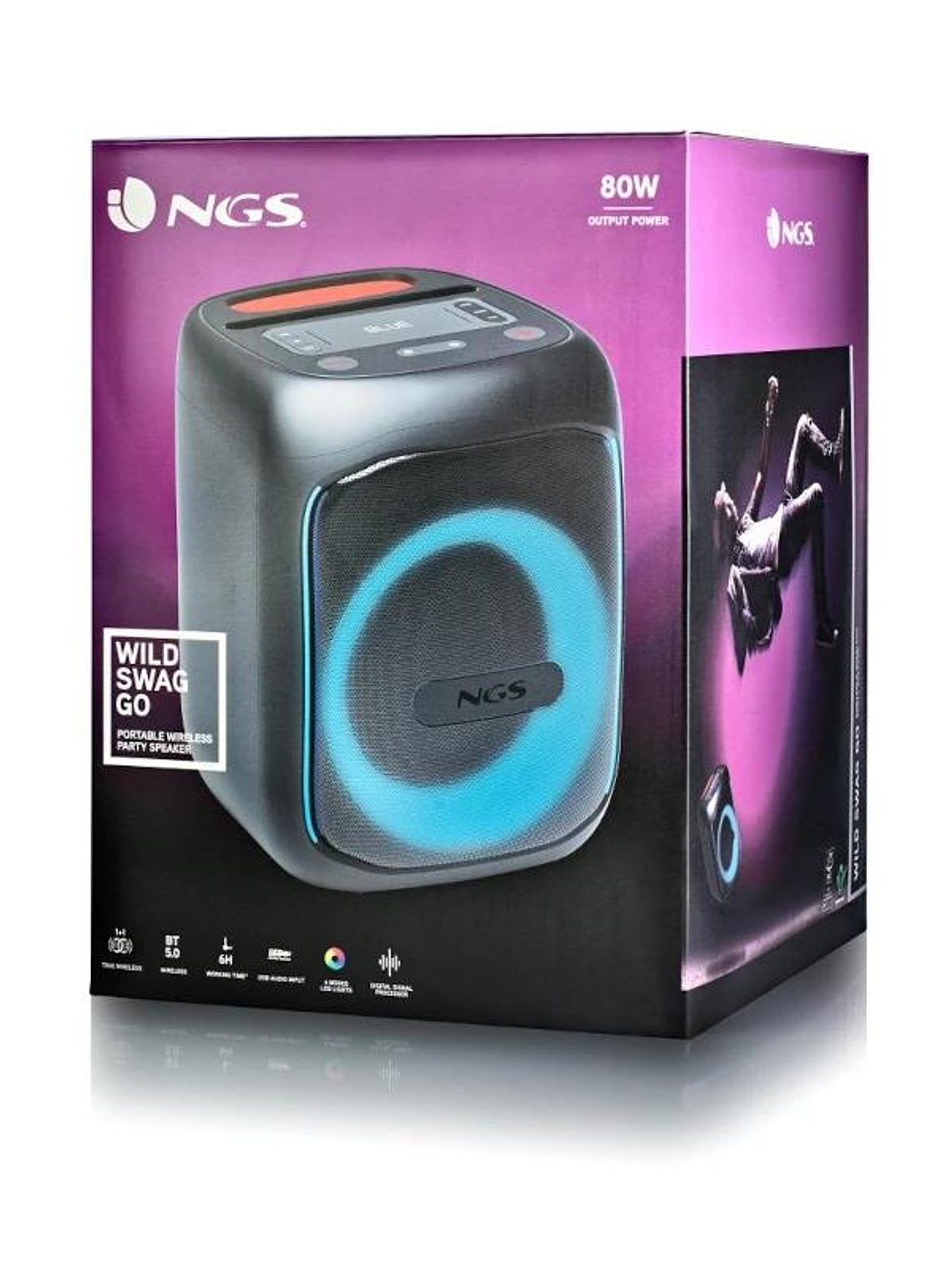 NGS ALTAVOZ PORTATIL BT-TWS-80W BAT-USB-AUXIN-TF 4