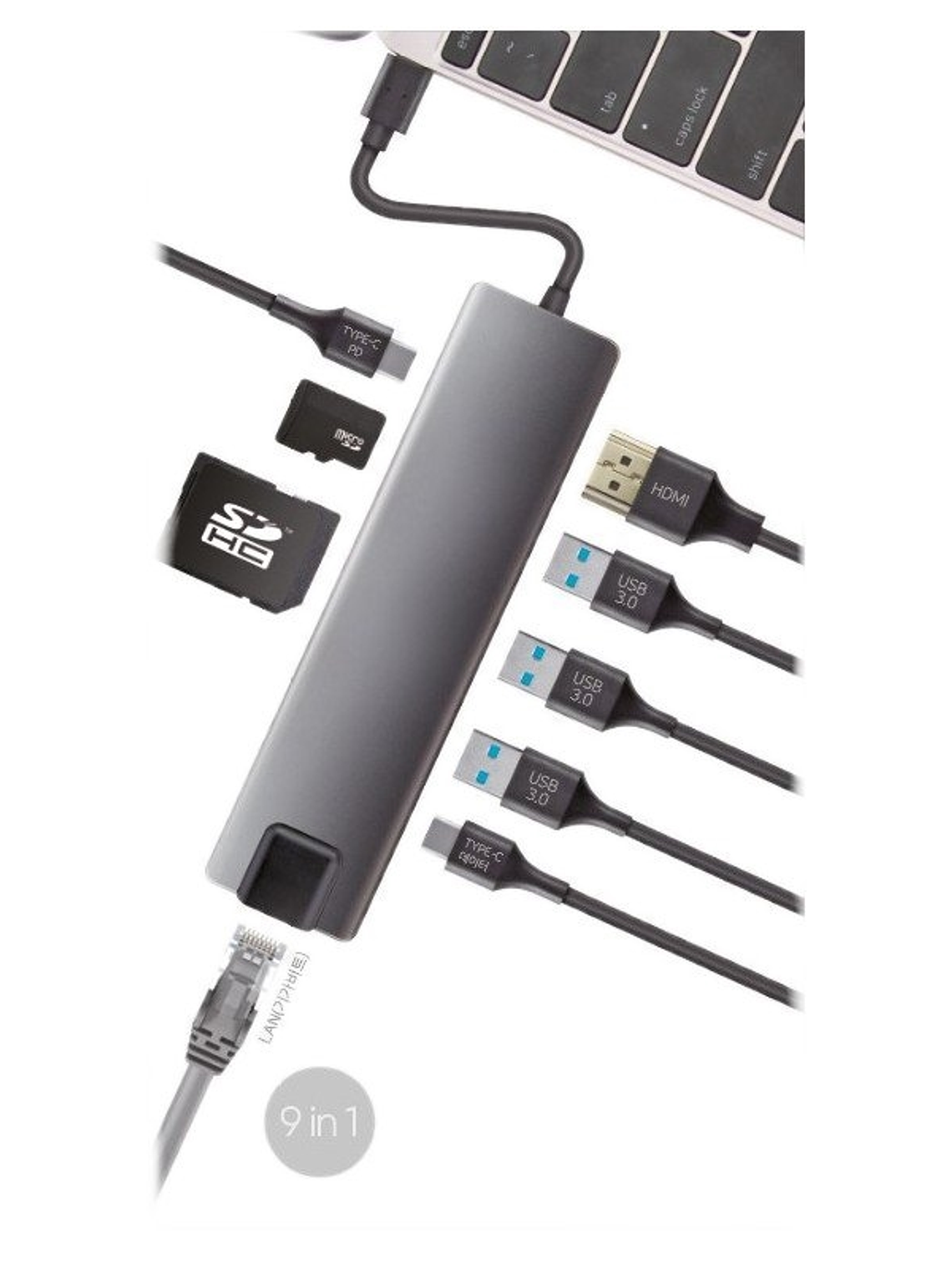 Coolbox Docking USB-C HDMI RJ45 USB 9 en 1 1