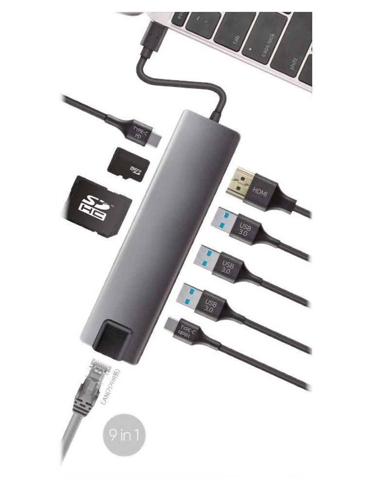 Coolbox Docking USB-C HDMI RJ45 USB 9 en 1 1