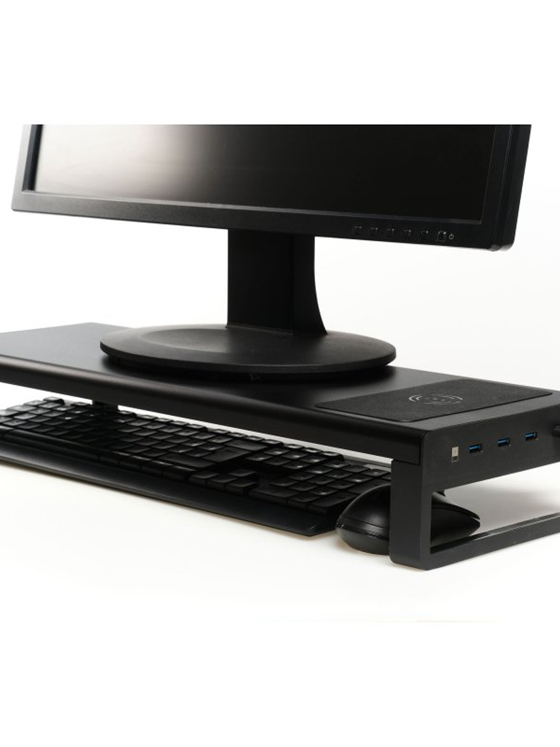 iggual Soporte elevador monitor + HUBx4p +carga Qi 2