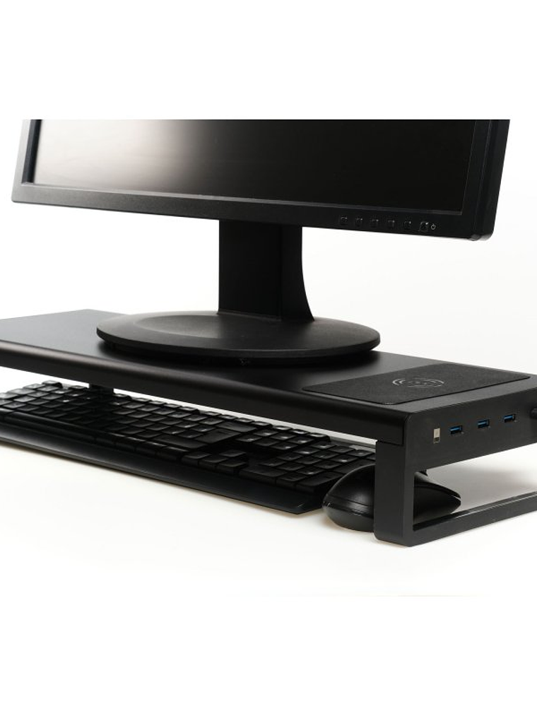 iggual Soporte elevador monitor + HUBx4p +carga Qi 2