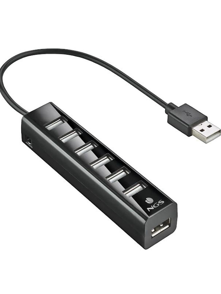 NGS Hub 7 puertos 2.0 con adap.corriente 3