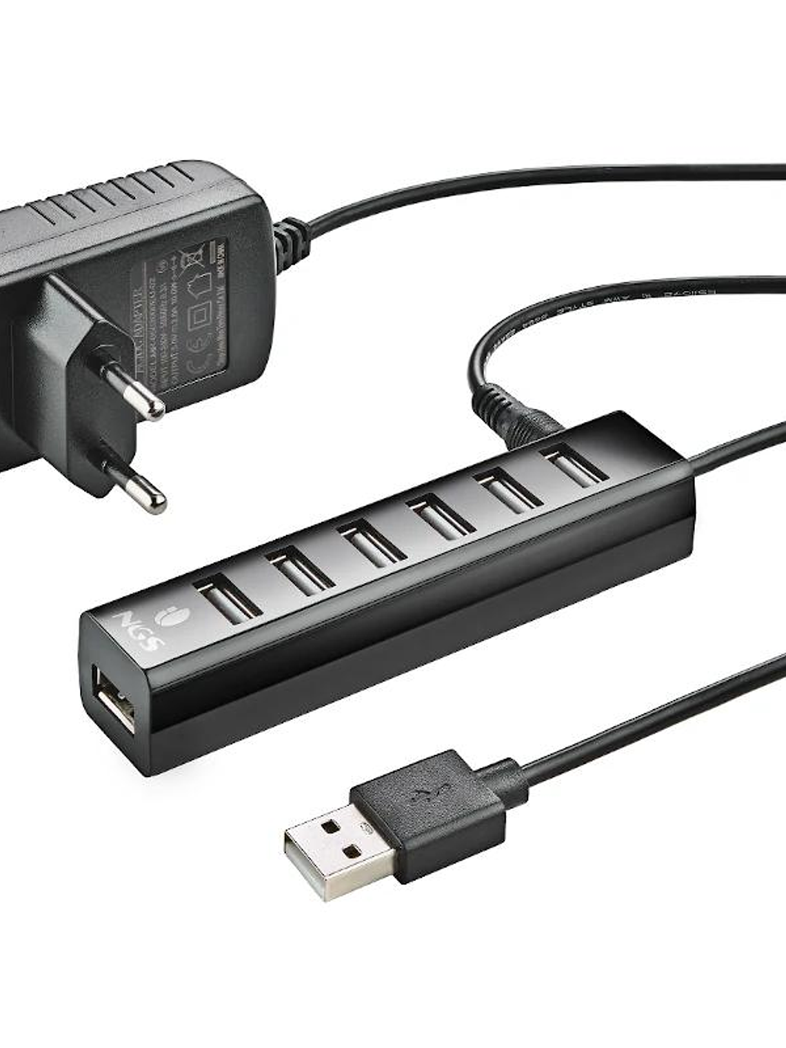 NGS Hub 7 puertos 2.0 con adap.corriente 4