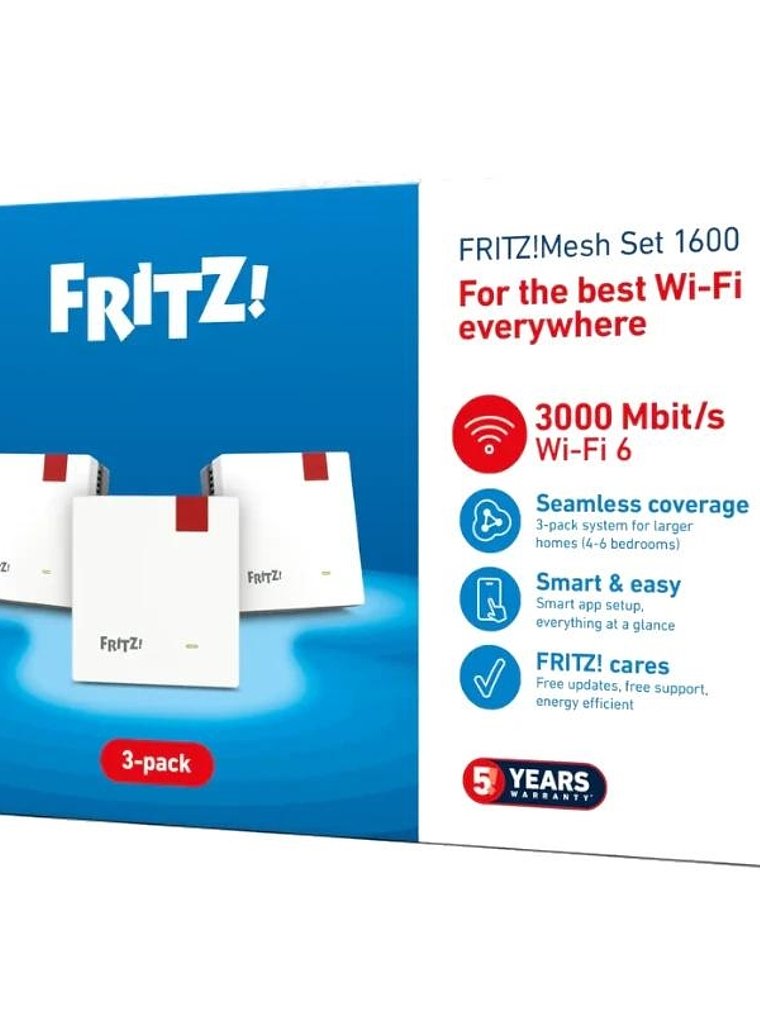 Fritz! Mesh WiFi Set 1600 3-pk Repeater WiFi6 1