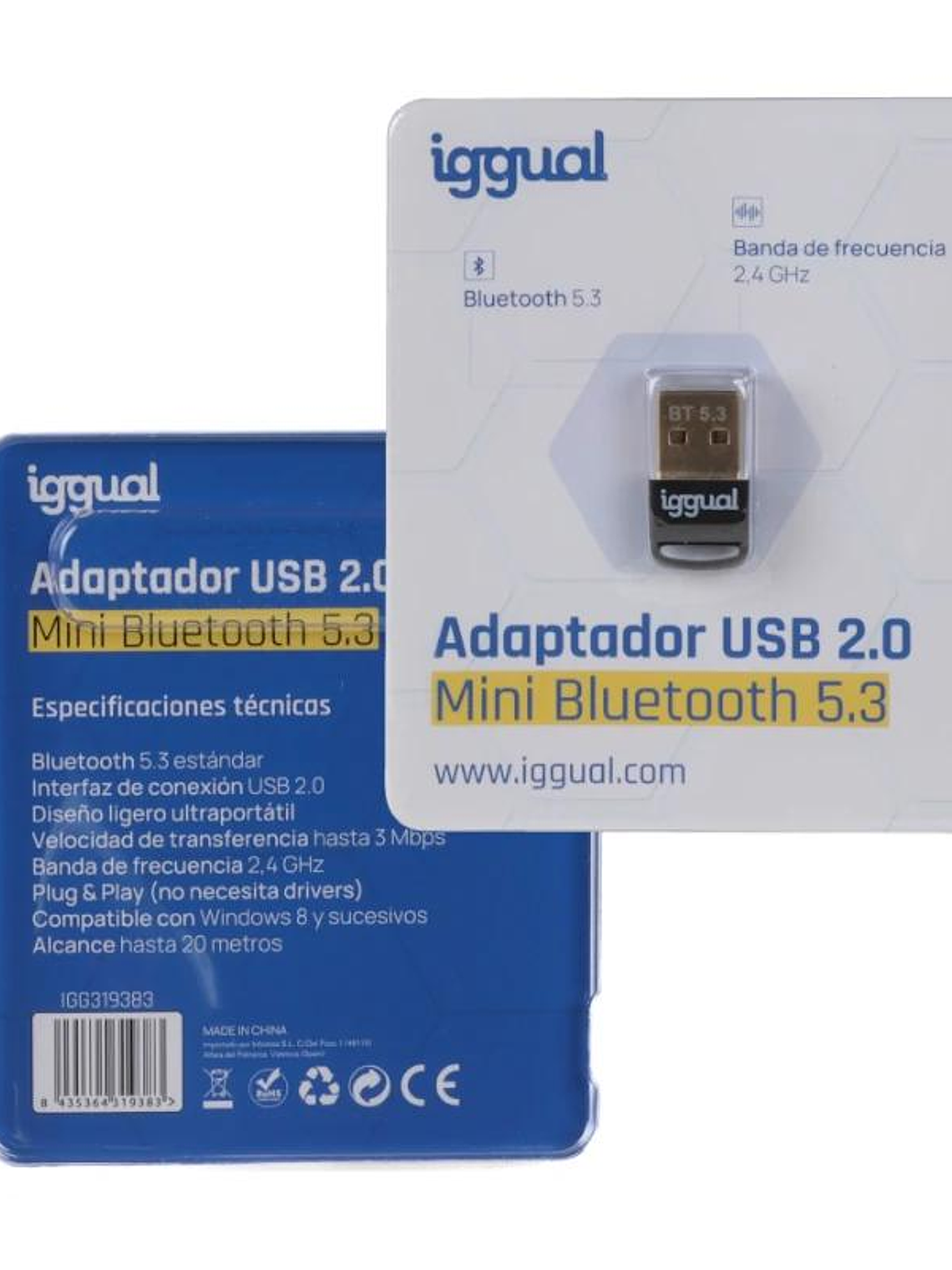 iggual Adaptador USB 2.0 mini Bluetooth 5.3 2
