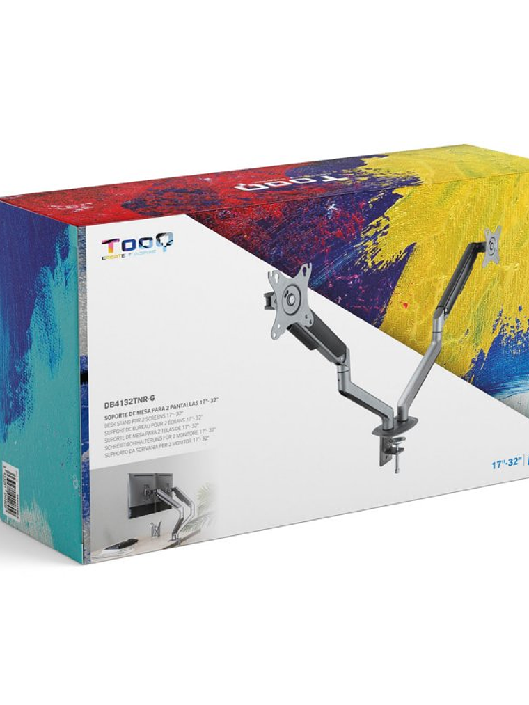 Tooq DB4132TNR-G Soporte mesa 2 monitor/tv 17-32