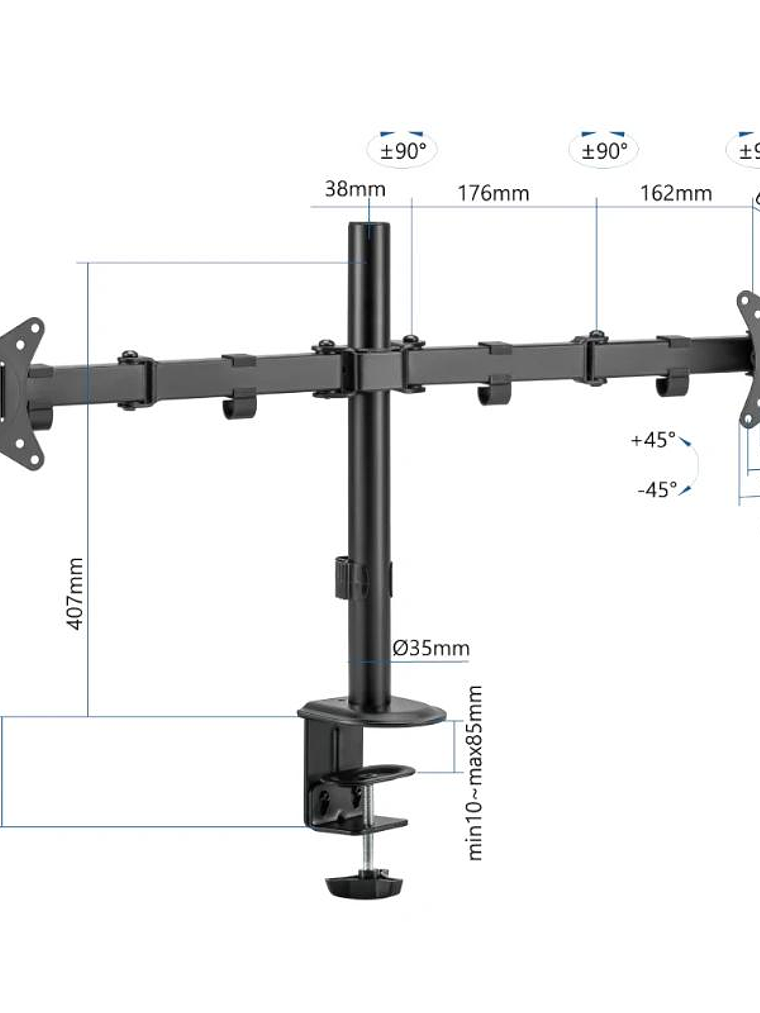 iggual SPM02 Soporte pinza 2 monitores 17