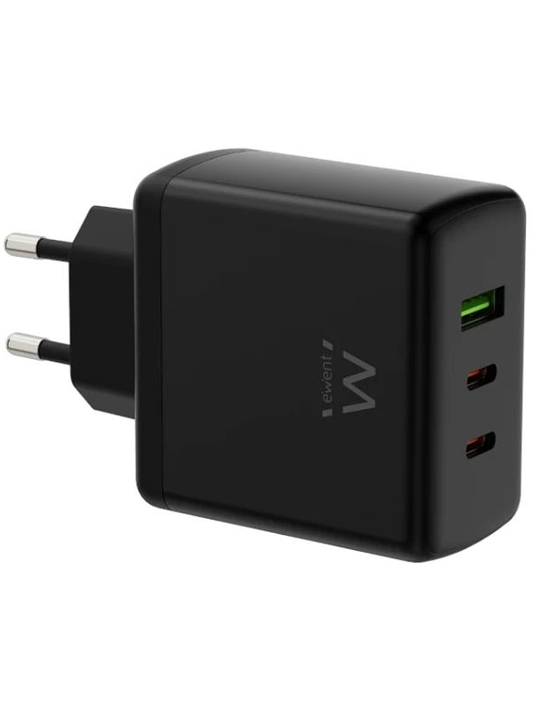 EWENT Cargador Gan Fast 65W 2 USB-C PD-1USB-A QC 1