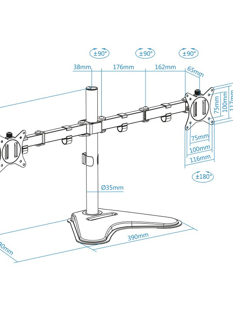 Tooq Soporte mesa DB1702TN-B 2 brazos 17-32