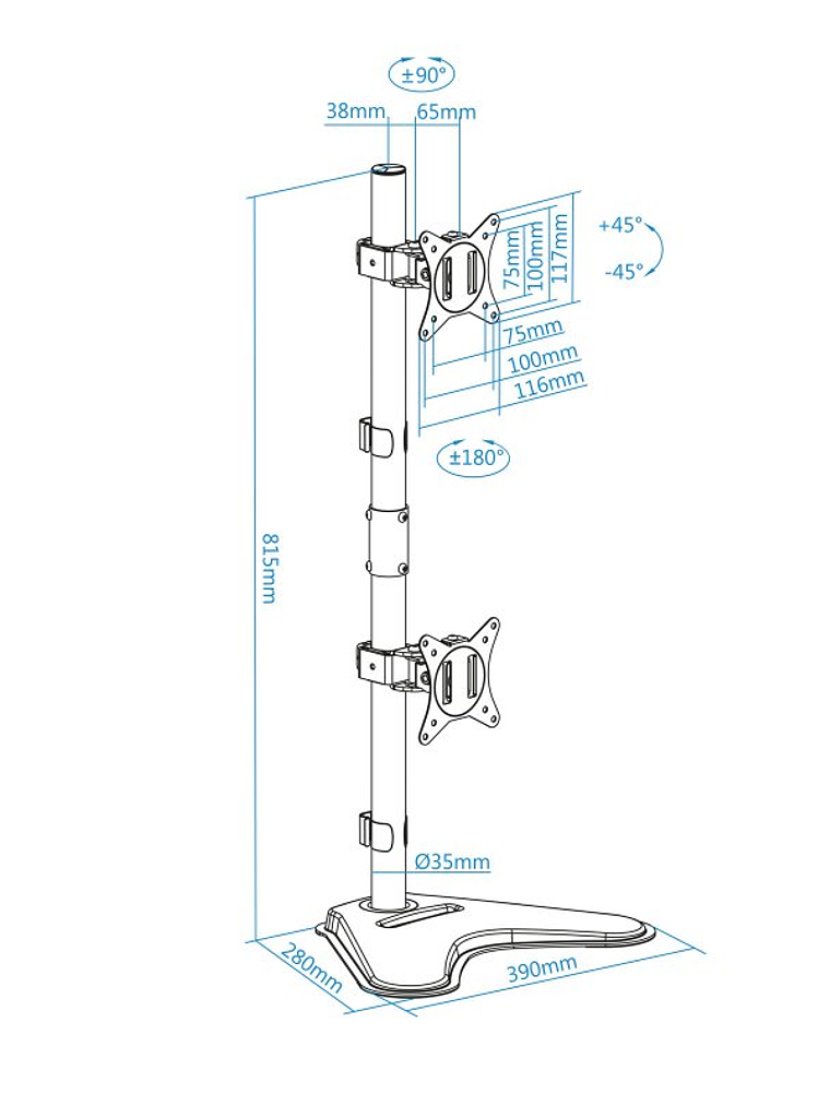 Tooq Soporte mesa DB1703TNV-B  2 brazos Vertical 3