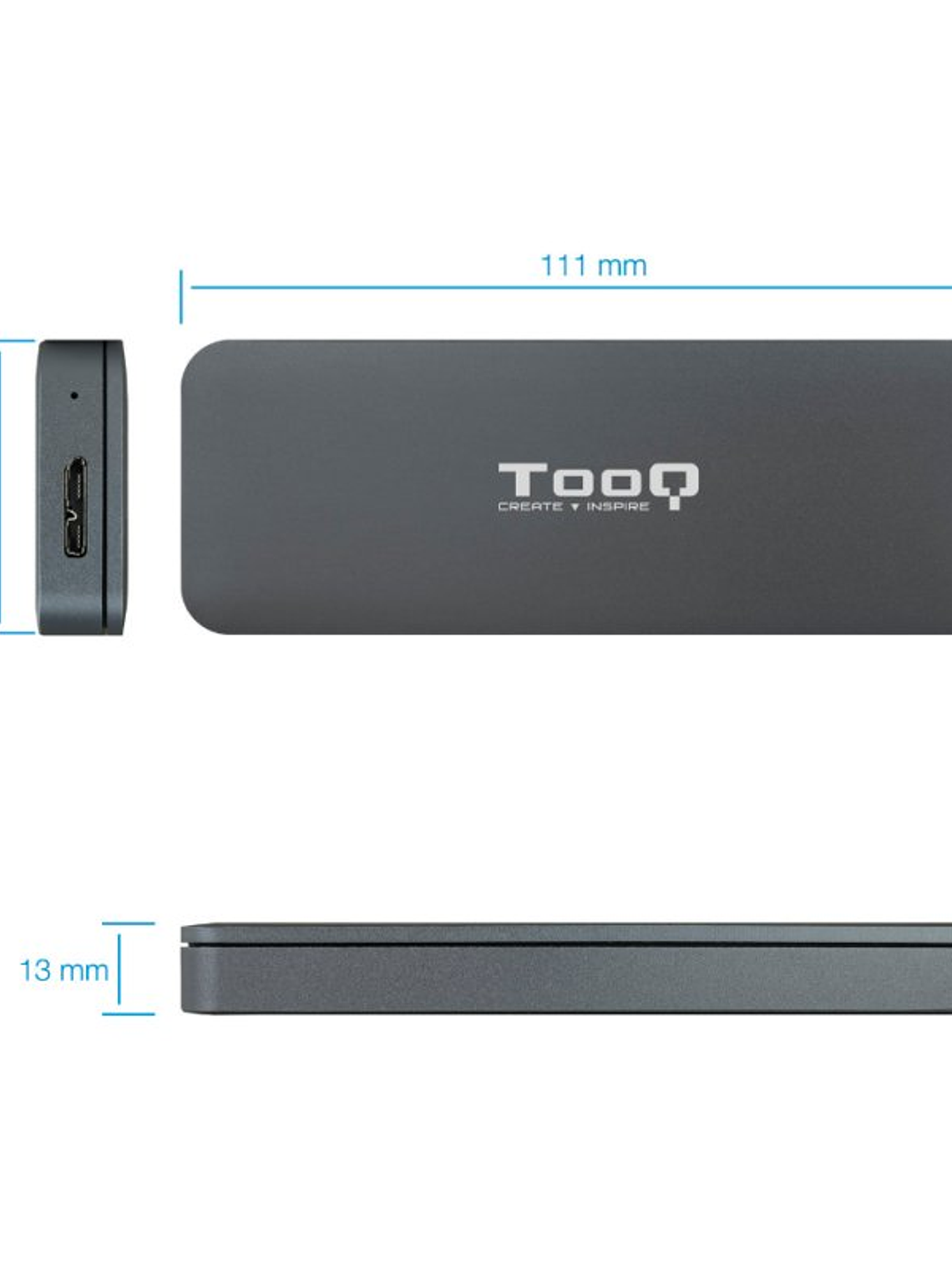 Tooq Caja Externa para discos SSD M.2 NGFF USB 3