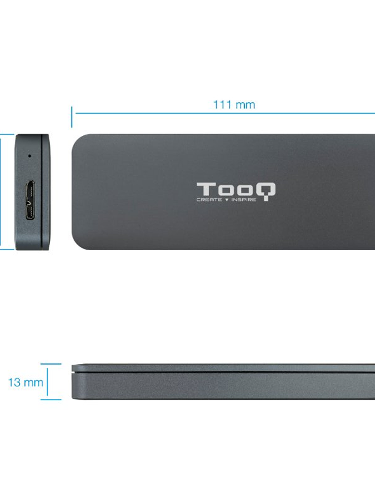 Tooq Caja Externa para discos SSD M.2 NGFF USB 3