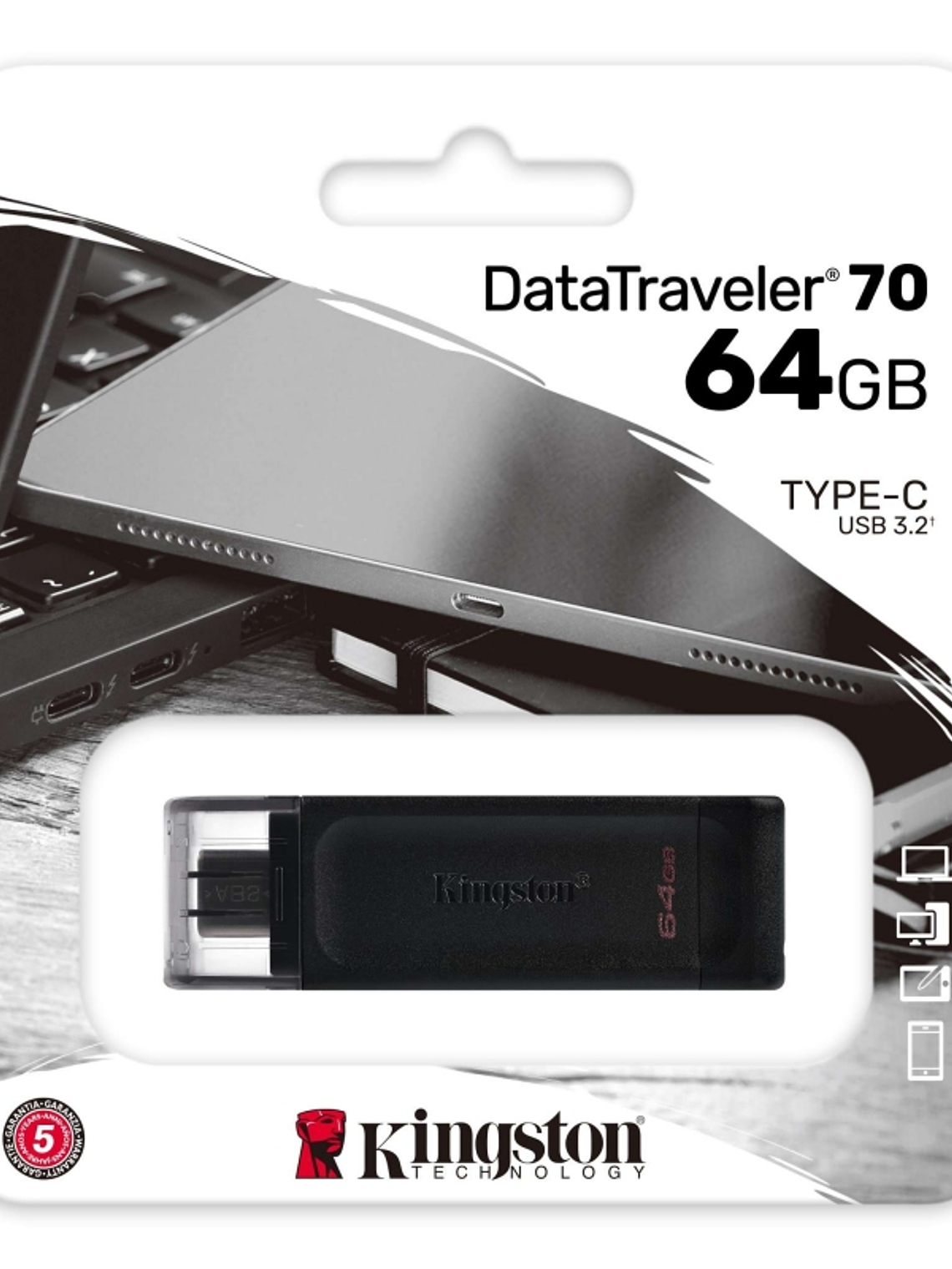 Kingston DataTraveler DT70 64GB USB C 3.2  Negro 3
