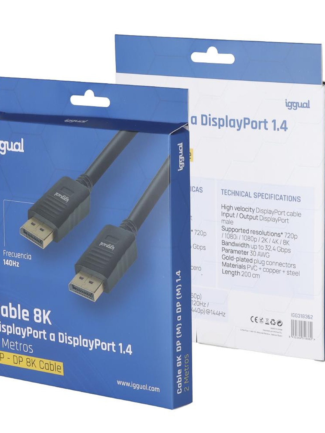 iggual Cable DisplayPort (M) 1.4 8K@60hz 2 metros 4