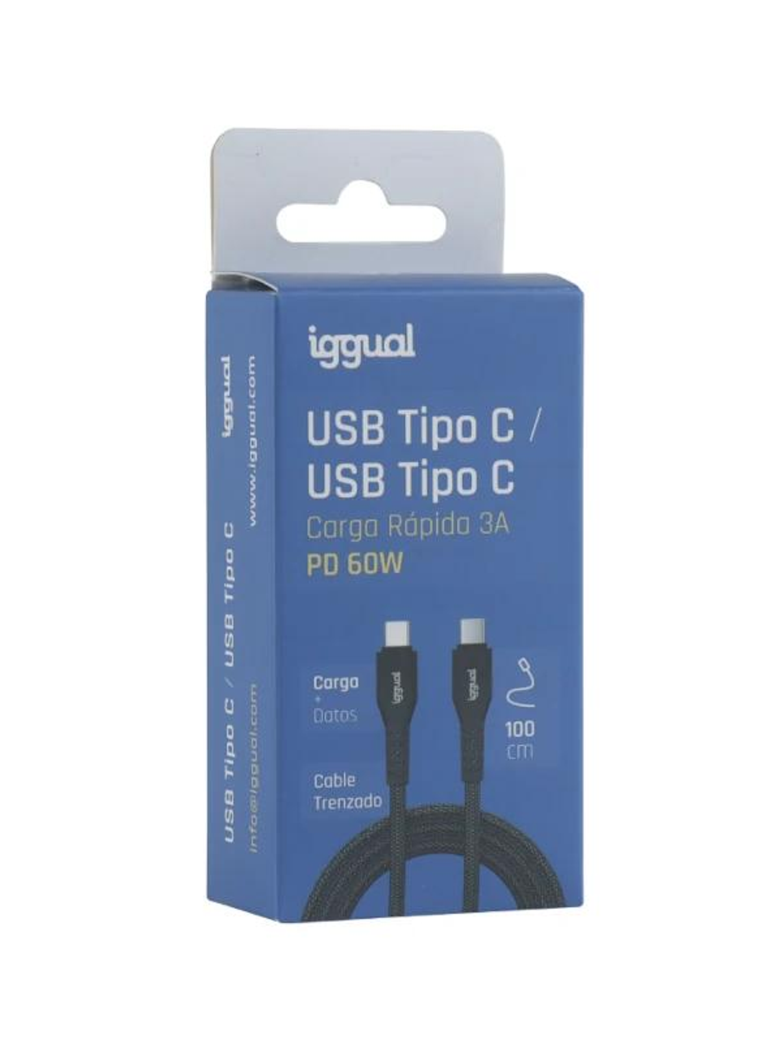 iggual Cable USB-C a tipo C 60W 3A 100 cm trenzado 3