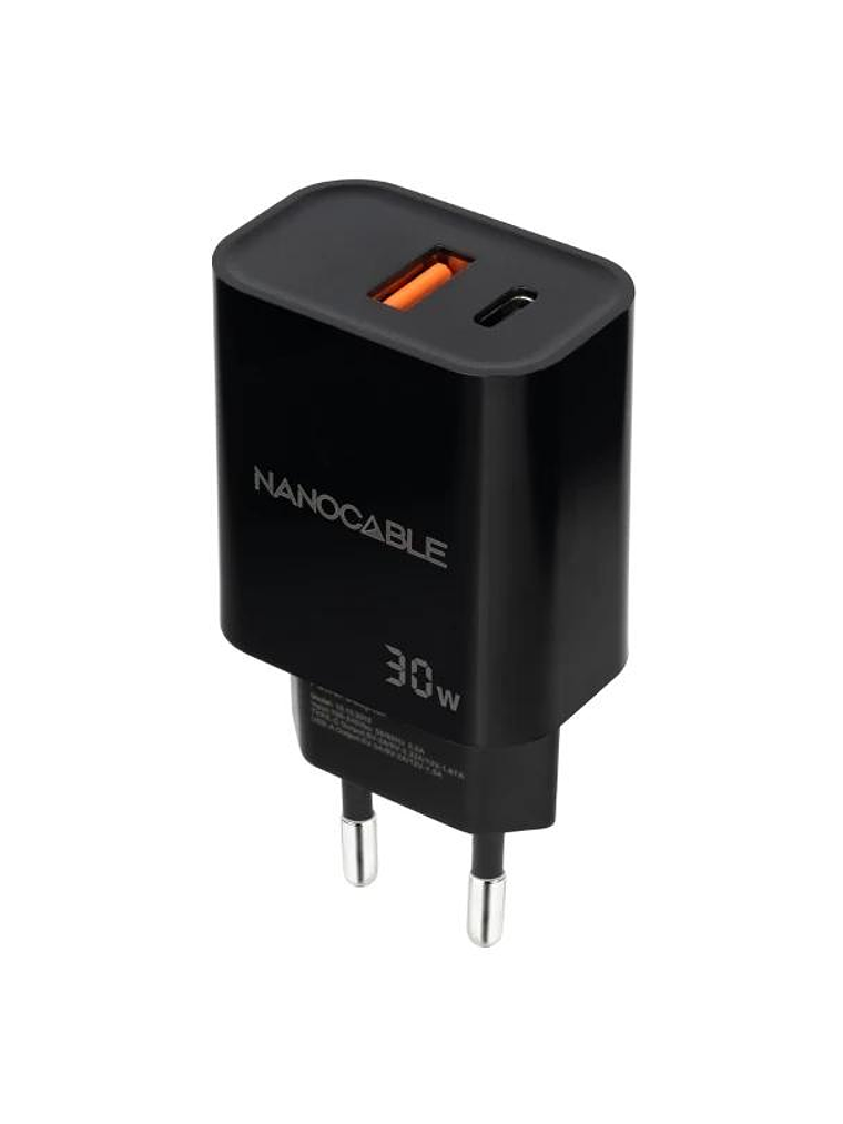 Nanocable Cargador USB-C/PD+USB-A/QC 30W Negro 2