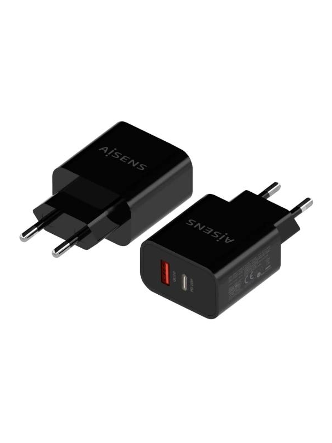 Aisens Cargador 20W USB-C PD3.0 USB-A QC3.0 Negro 1