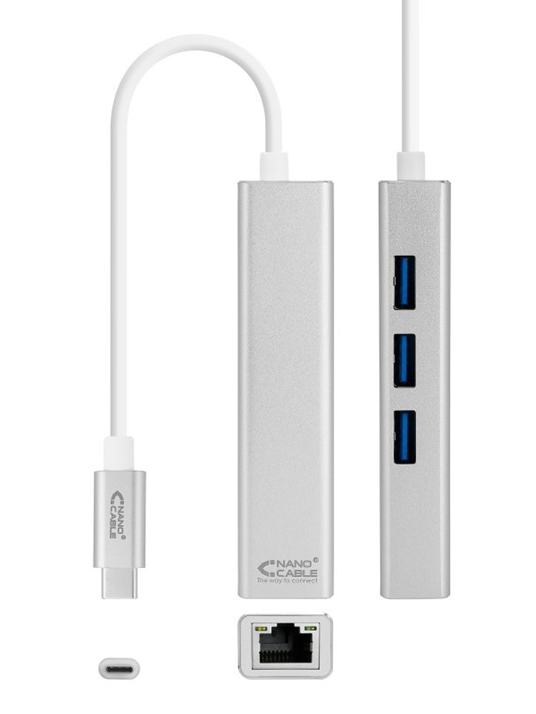 Nanocable Conversor USB-C Ethernet +3xUSB 3.0 1