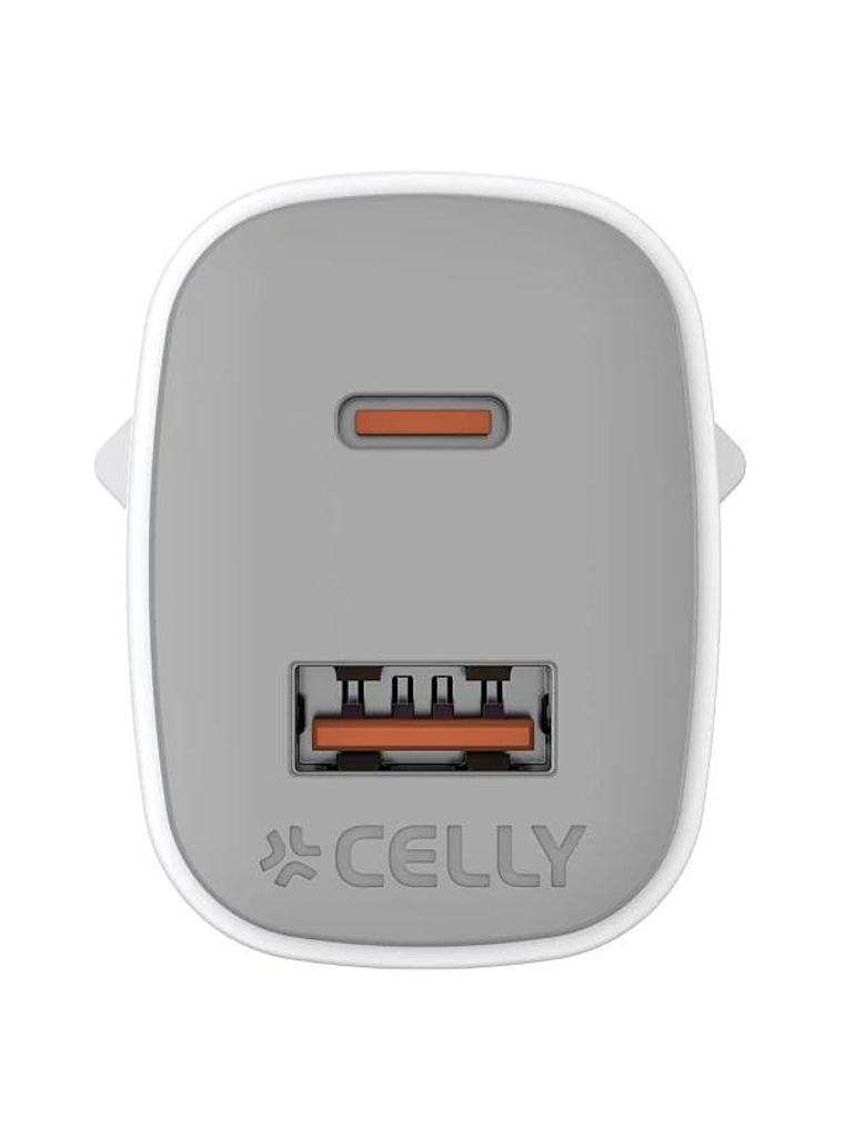 Celly Cargador Gan  1USB 1USBC 35w WH 3