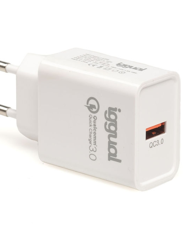 iggual Cargador 1xUSB carga rápida QC3.0 18W 1