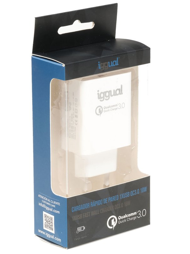 iggual Cargador 1xUSB carga rápida QC3.0 18W 2