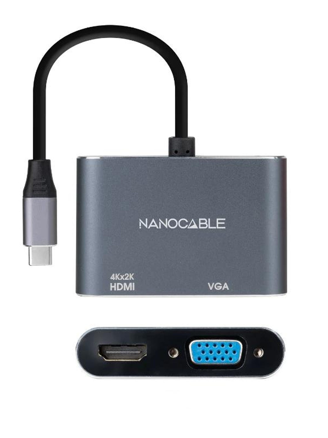 Nanocable Conversor USB-C/M a HDMI-VGA/H 15 cm 2