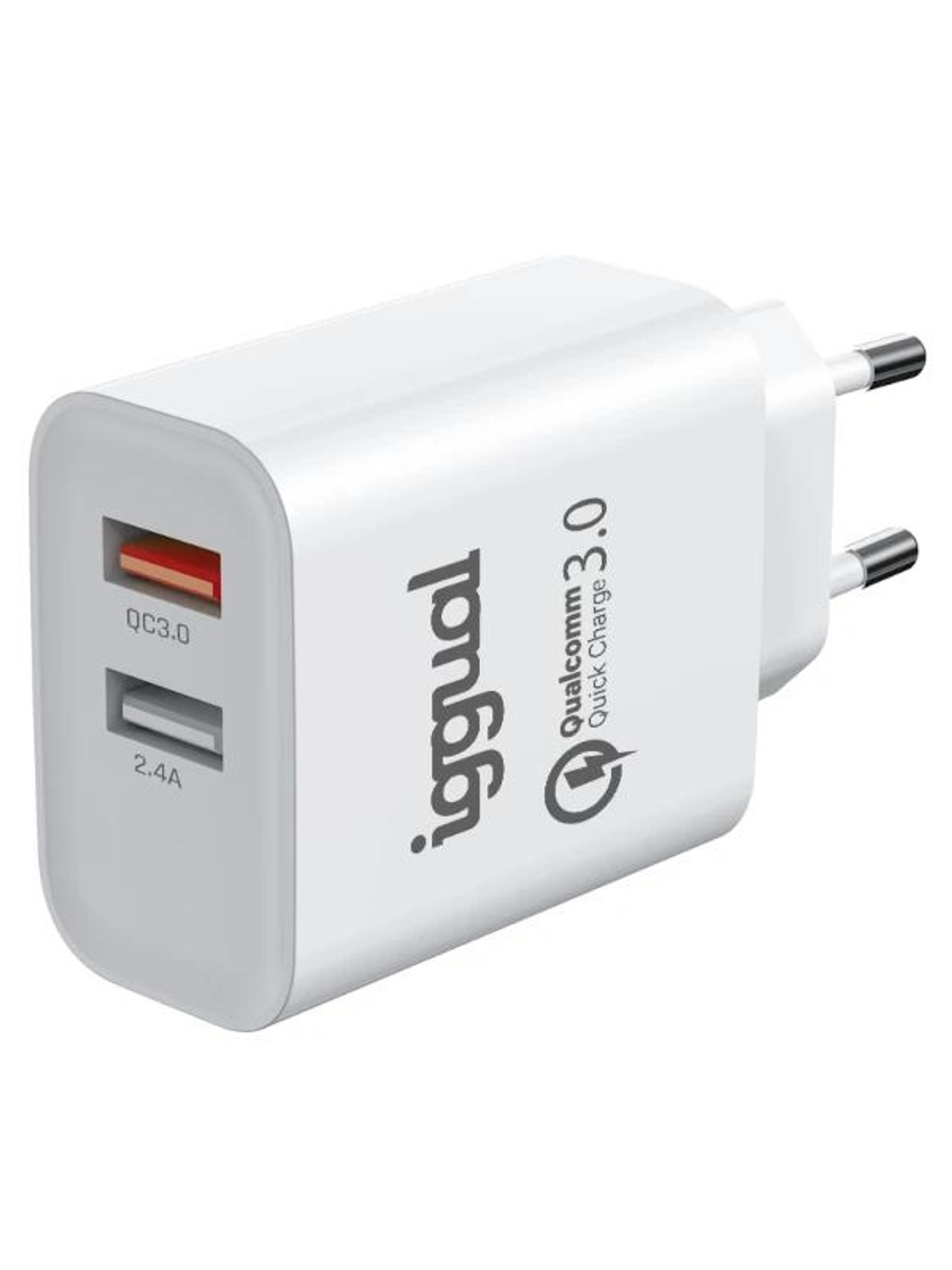 iggual Cargador doble 2xUSB carga rápida QC3.0 30W 1