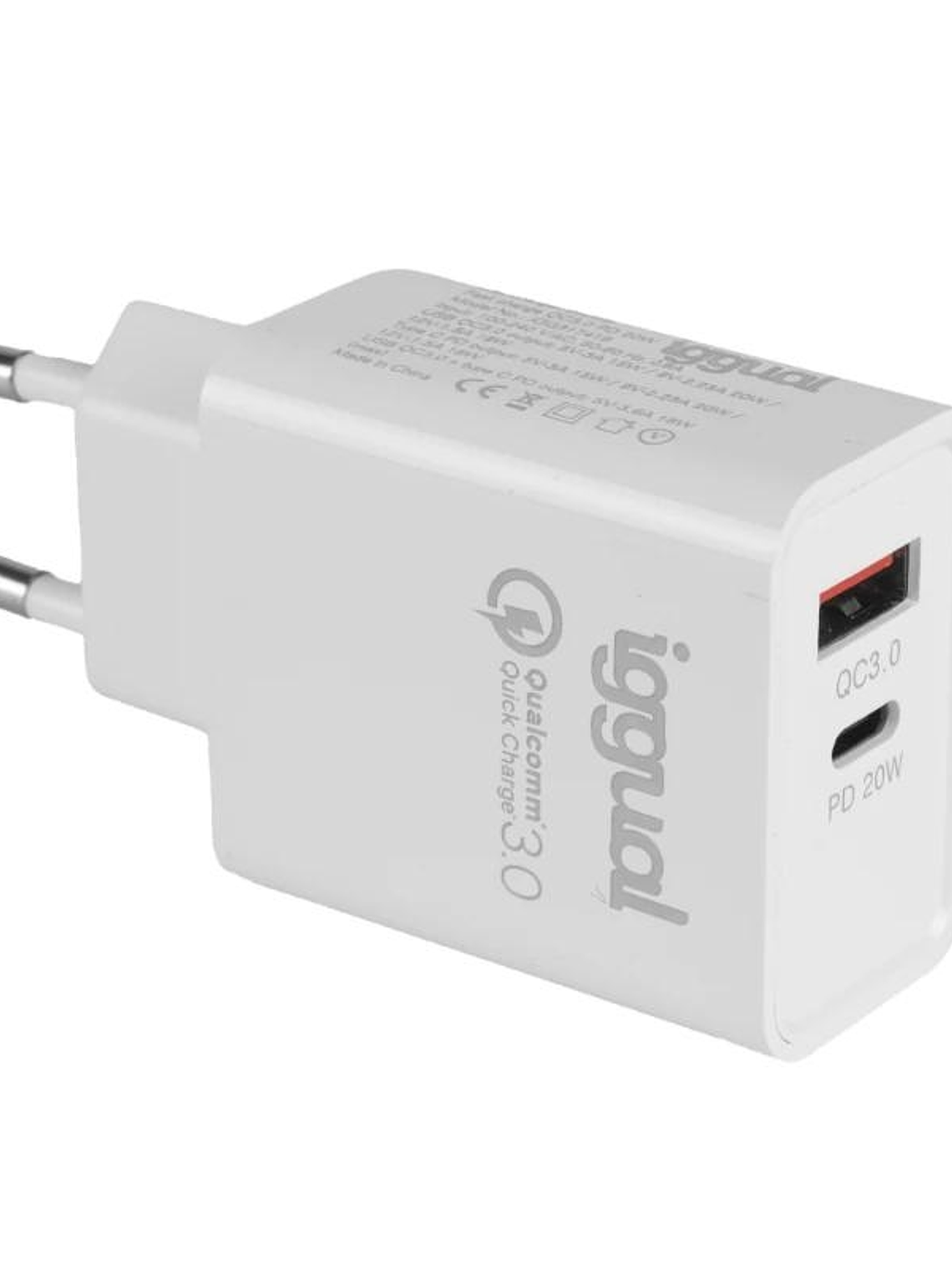 iggual Cargador doble USB QC3.0 + tipo C PD 20W 1
