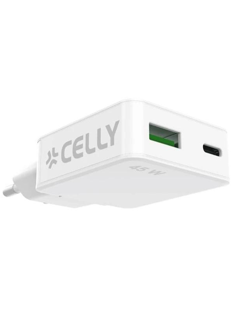 Celly Cargador  1 Usb-C 1 Usb- A 45w 4