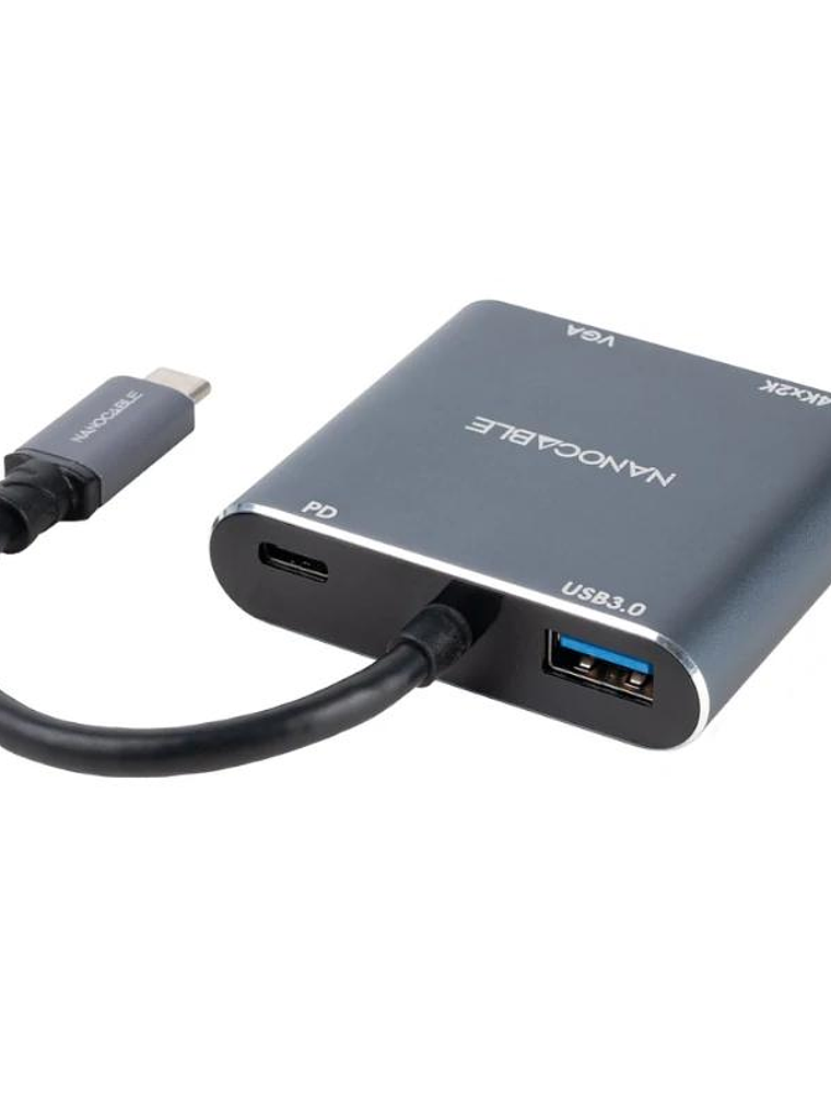 Nanocable Converosr USB-C a HDMI/VGA/USB3.0/PD 4