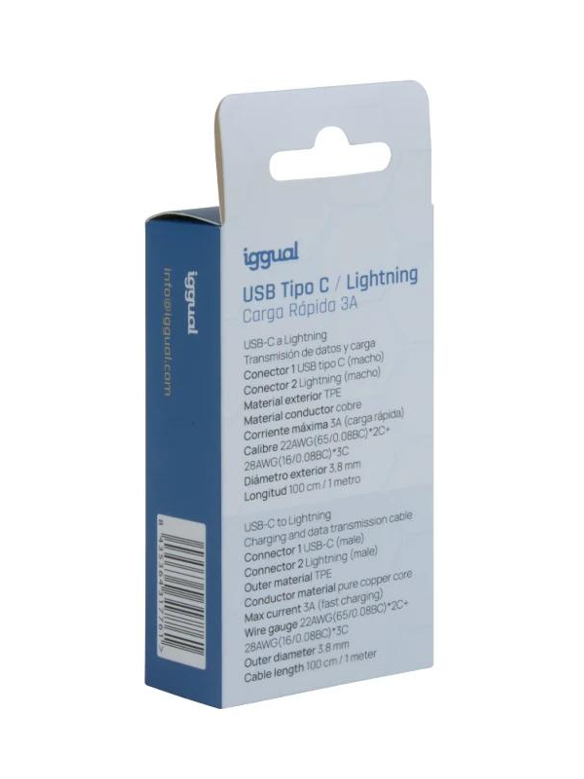 iggual cable USB-C/Lightning 100 cm blanco Q3.0 3A 4