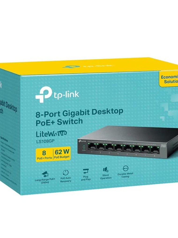 TP-Link LS108GP Switch 8xGb PoE+ 62W Desktop 4