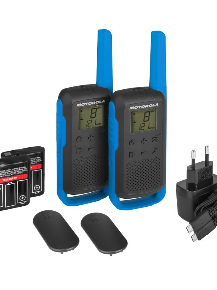 MOTOROLA T62 Walkie Talkie 8Km 16CH Azul Duo 1