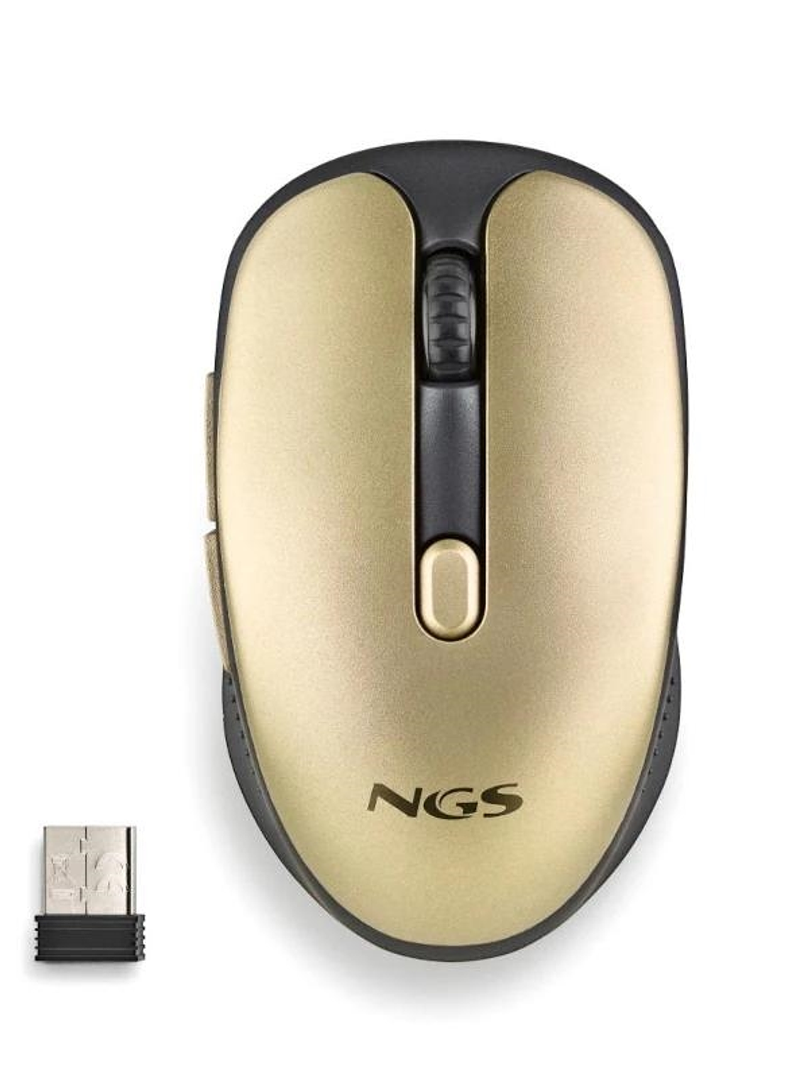 NGS Raton Inalambrico Recargable Silencioso Dorado 1