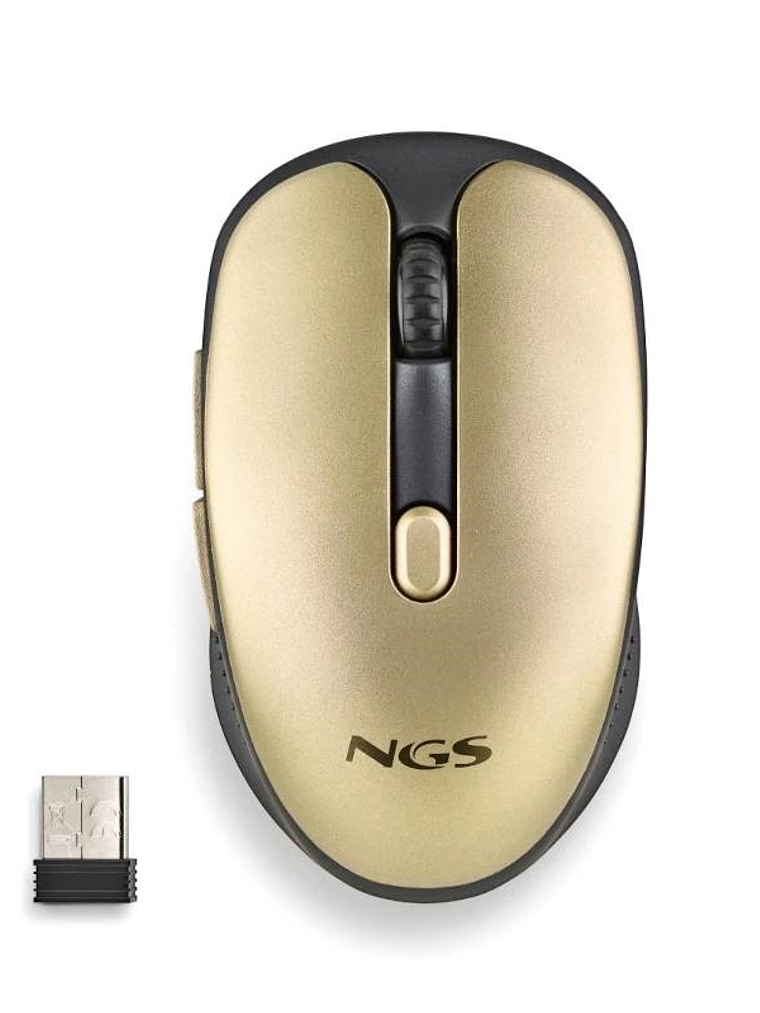 NGS Raton Inalambrico Recargable Silencioso Dorado 1