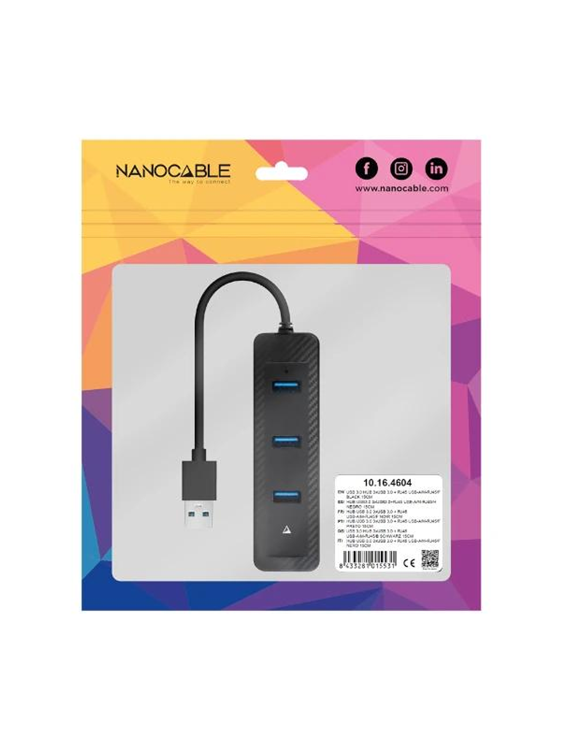 Nanocable Conversor USB 3.0 Ethernet + 3xUSB 3.0 3