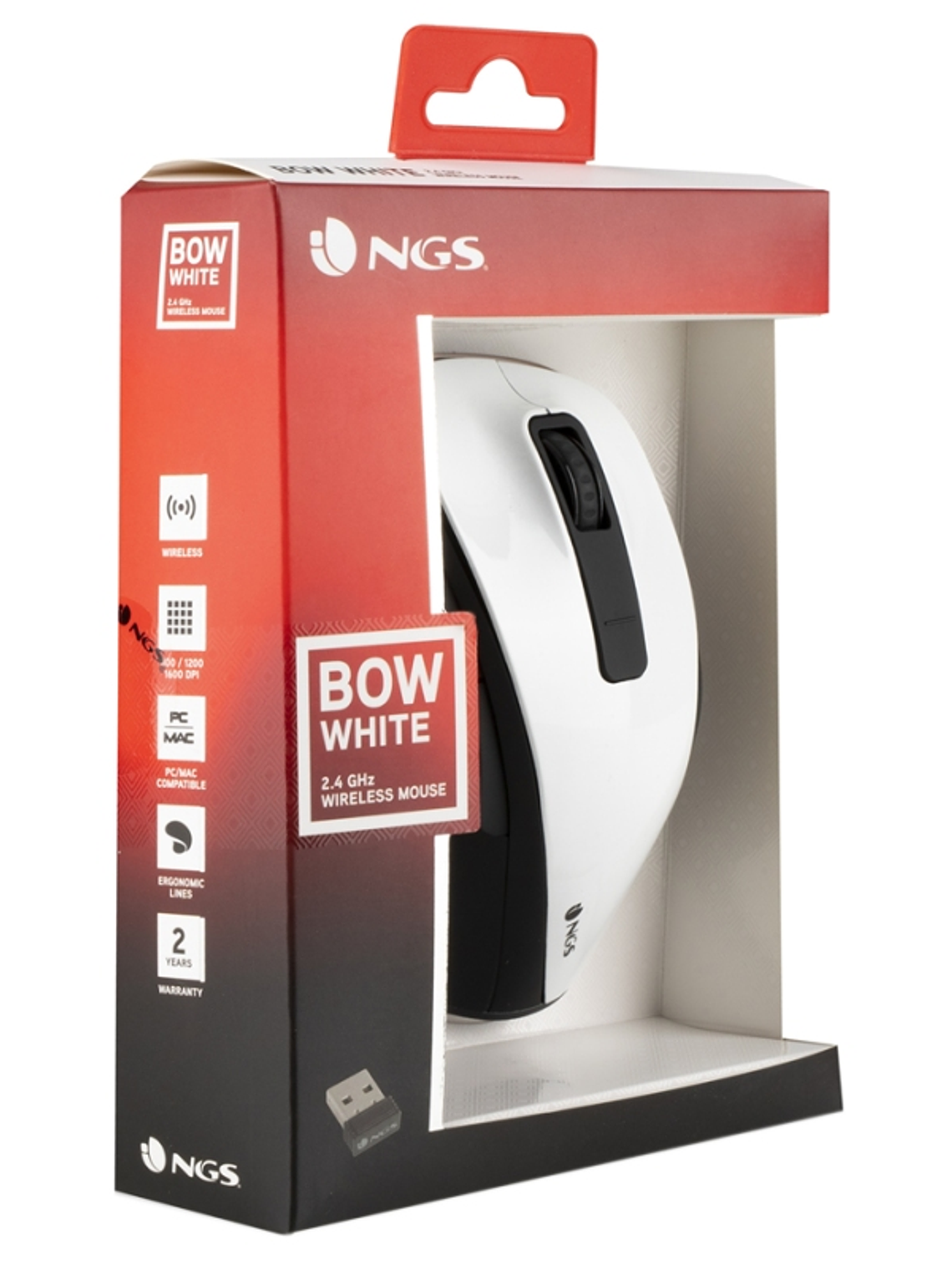 NGS Ratón Inalámbrico 2.4 GHz BOWWHITE 16000DPI Bl 2
