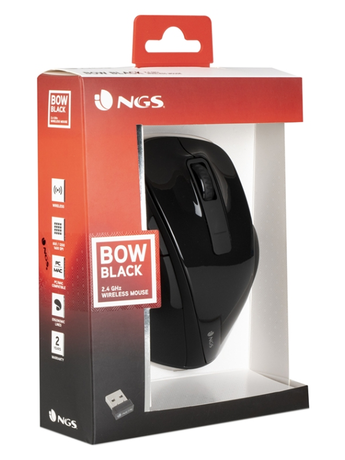 NGS Ratón Inalámbrico 2.4 GHz BOWBLACK16000DPI Neg 2