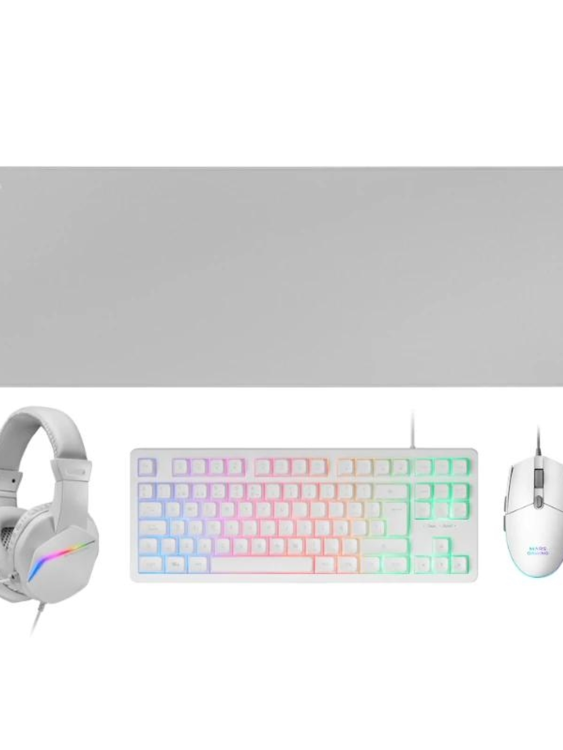 MARS GAMING Combo Gaming MCP-RGB3W 4EN1 BlancO 1