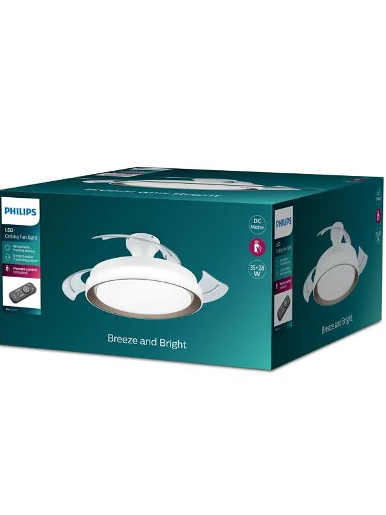 PHILIPS Ventilador techo Luz Bliss DC 28w Gold 2