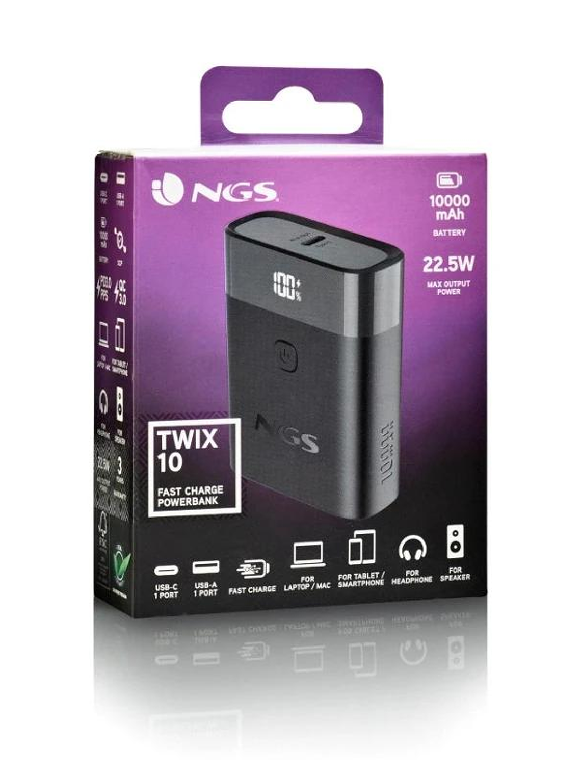 NGS BATERIA EXTERNA PORTATIL CARGA RAPIDA 22,5W 4