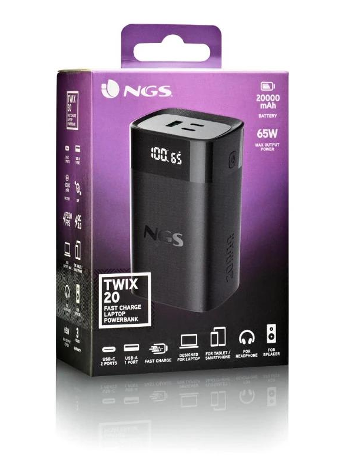 NGS BATERIA EXTERNA PORTATIL CARGA RAPIDA 65W 4