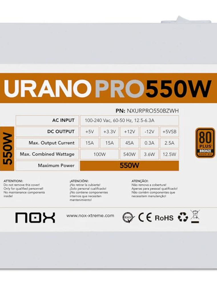 NOX Fuente ATX Urano PRO 550W Bronze Blanco 4