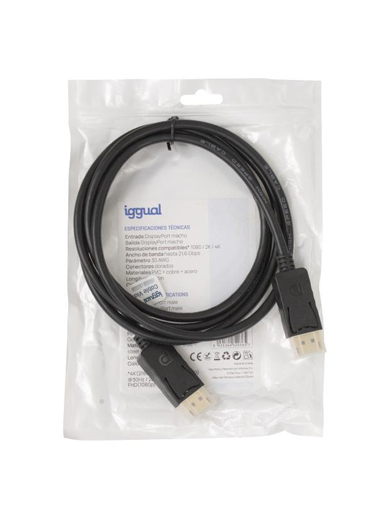 iggual Cable DisplayPort (M) 1.2 4K@60hz 1,8 m 2